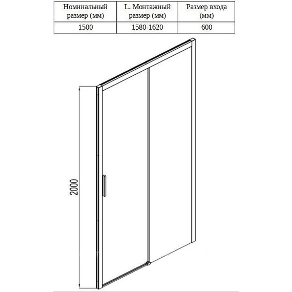 Душевая дверь Aquanet Pleasure AE60-N-160H200U-BT 160 см (стекло 8 мм) чёрный/прозрачное - фото 4