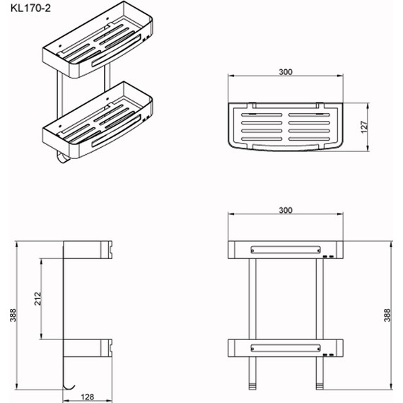 Полка прямоугольная Azario AZ-170-2 - фото, картинка 2 Полка прямоугольная Azario AZ-170-2 - фото 2