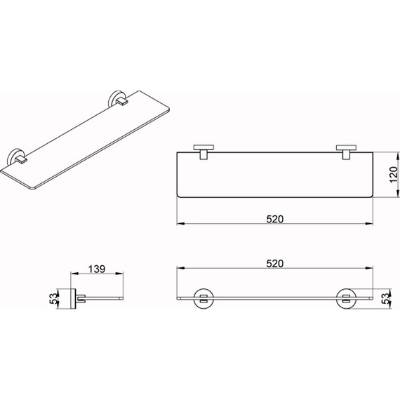 Стеклянная полка Azario Nessy AZ-73103 52 см - фото 3