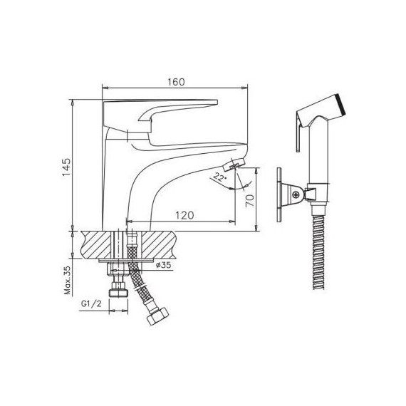 Смеситель для раковины с лейкой для биде Haiba HB1268 - фото 2