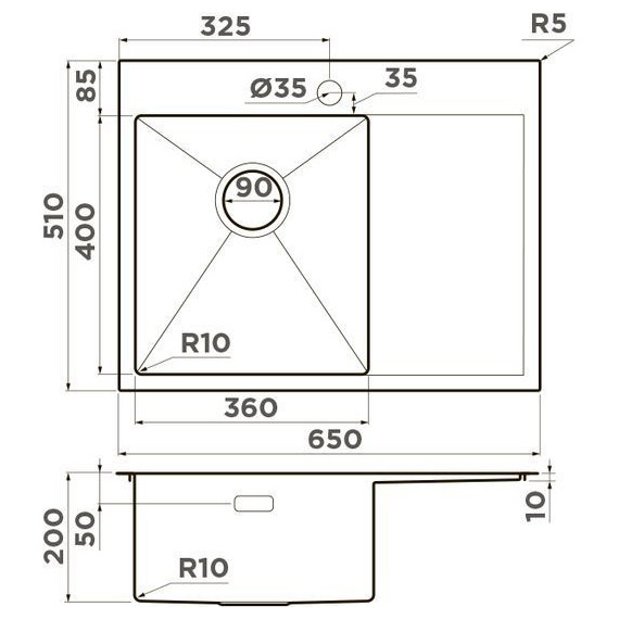 Мойка кухонная Omoikiri Akisame 65-LG-L (4973083) 1,2 мм, светлое золото, Цвет производителя: светлое золото - фото 2