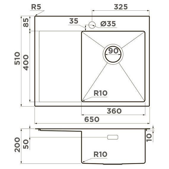Мойка кухонная Omoikiri Akisame 65-GM-R (4973098) 1,2 мм, вороненая сталь, Цвет производителя: вороненая сталь - фото 2