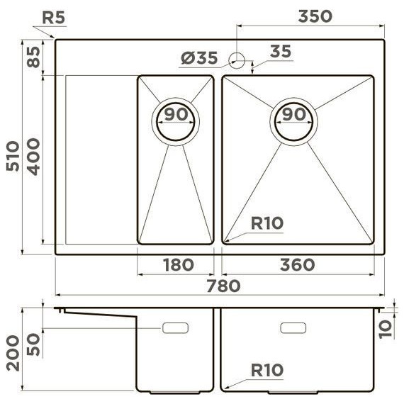 Мойка кухонная Omoikiri Akisame 78-2-GM-R (4973102) 1,2 мм, вороненая сталь, Цвет производителя: вороненая сталь - фото 3