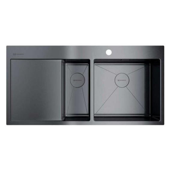 Мойка кухонная Omoikiri Akisame 100-2-GM-R (4973104) 1,2 мм, вороненая сталь, Цвет производителя: вороненая сталь - фото 