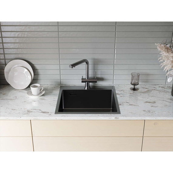 Мойка кухонная Omoikiri Akisame 51-GM (4973440) 1,2 мм, вороненая сталь, Цвет производителя: вороненая сталь - фото 2