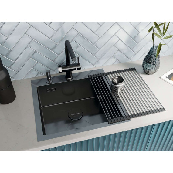 Мойка кухонная Omoikiri Akisame 51-GM (4973440) 1,2 мм, вороненая сталь, Цвет производителя: вороненая сталь - фото 4
