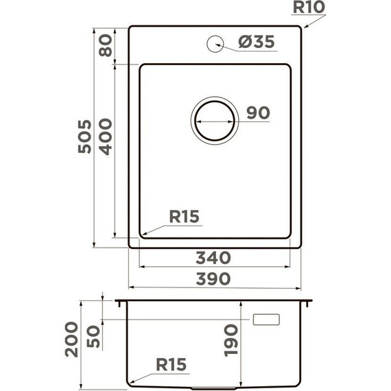 Мойка кухонная Omoikiri Amadare 39-IN (4997028) 1 мм, Цвет производителя: нержавеющая сталь - фото 2