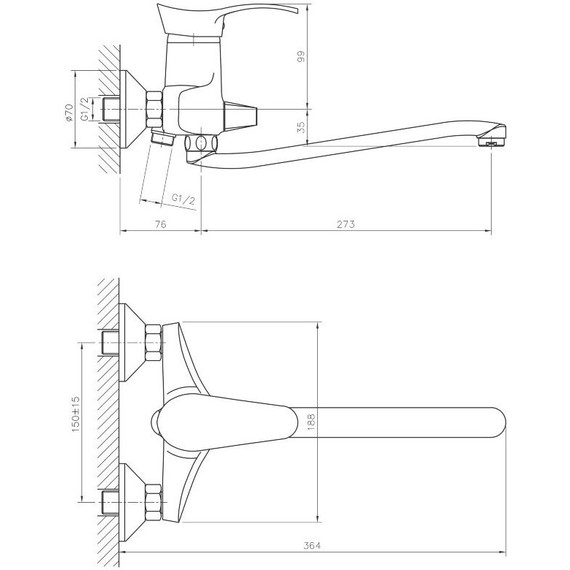 Смеситель для ванны Haiba HB2201 - фото 2