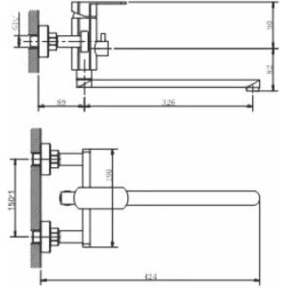 Смеситель для ванны Haiba HB22806, нержавеющая сталь - фото 2
