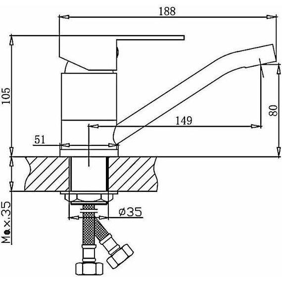 Смеситель для раковины Haiba HB45802, нержавеющая сталь - фото, картинка 2 Смеситель для раковины Haiba HB45802, нержавеющая сталь - фото 2