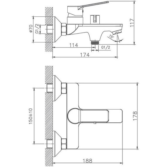 Смеситель для ванны Haiba HB60559 - фото 2