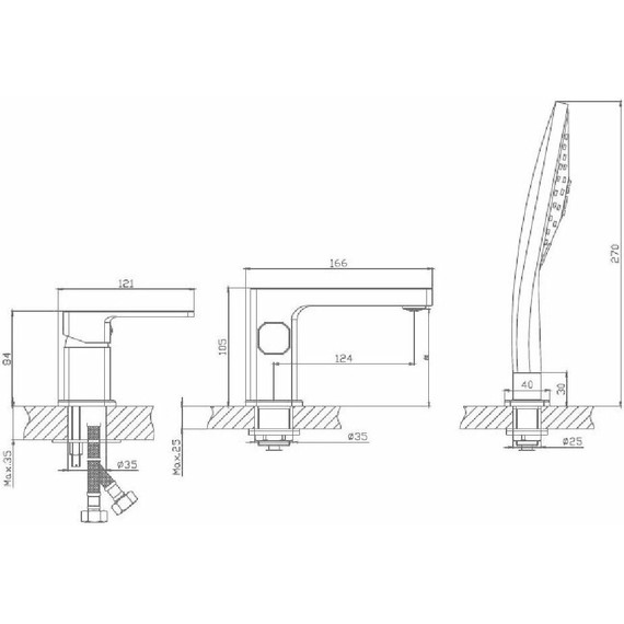 Смеситель для ванны Haiba HB80615-7, чёрный матовый - фото 2