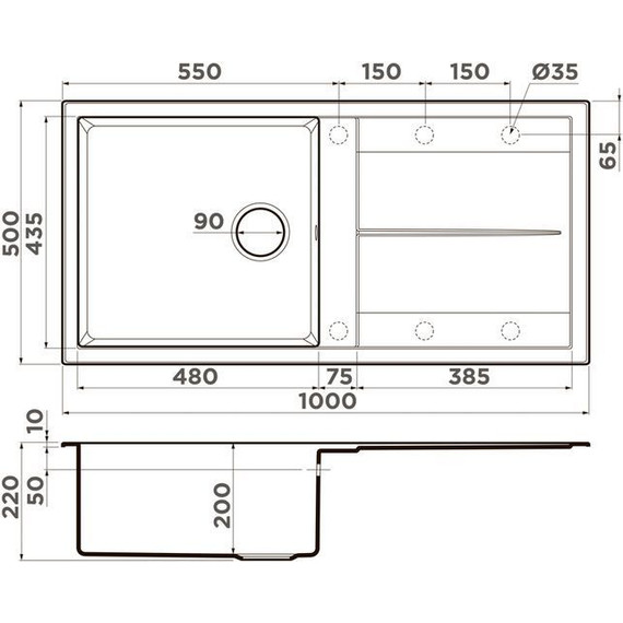 Кухонная мойка Omoikiri Sumi 100-GR 4993565, leningrad grey, Цвет производителя: Leningrad Grey - фото 4