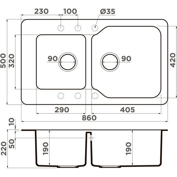 Кухонная мойка Omoikiri Maru 86-2-BE 4993285, ваниль, Цвет производителя: ваниль - фото 2