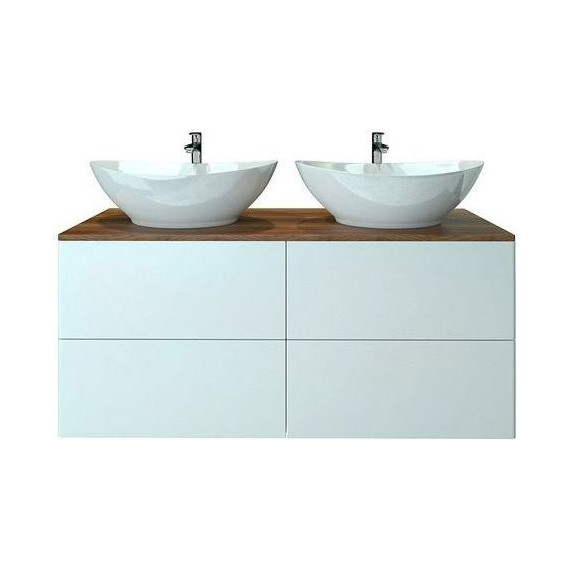 Тумба подвесная с раковинами Orange Otto 130 см Ot-130TuWOOD+G56 (столешница из массива дерева) - фото 