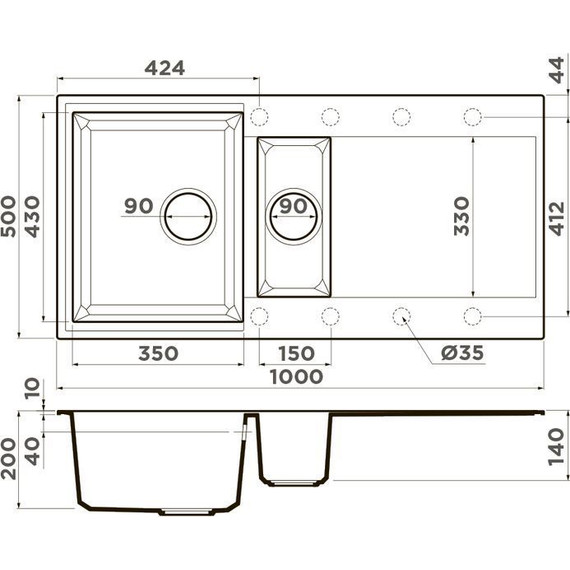 Кухонная мойка Omoikiri Sakaime 100-2-WH 4993895, белый - фото 2