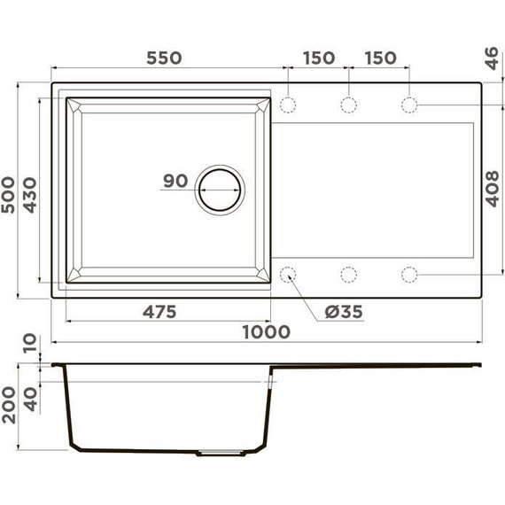 Кухонная мойка Omoikiri Sakaime 100-DC 4993888, тёмный шоколад, Цвет производителя: тёмный шоколад - фото 2
