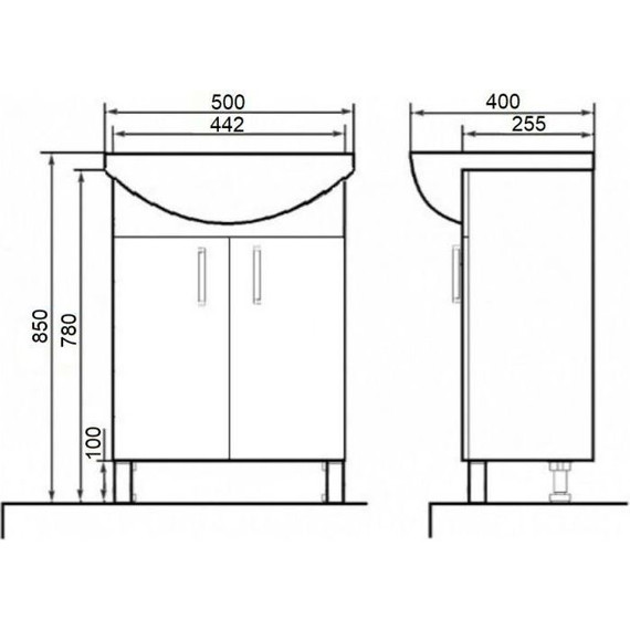 Тумба напольная с раковиной Orange Роса 50 см Ro-50TUW+RA - фото 6