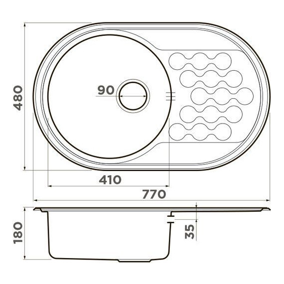 Мойка кухонная Omoikiri Kasumigaura 77-IN (4993728) 0,8 мм, Цвет производителя: нержавеющая сталь - фото 4