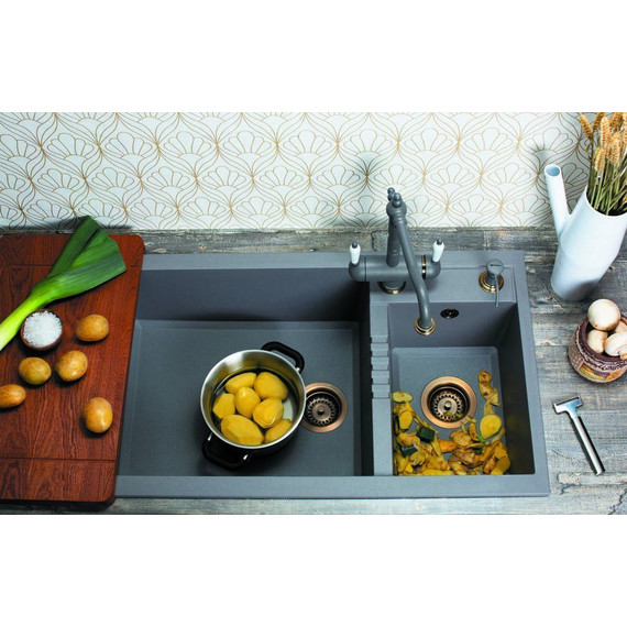 Кухонная мойка Omoikiri Tedori 86-2-LB GR 4993573, leningrad grey, Цвет производителя: Leningrad Grey - фото 3