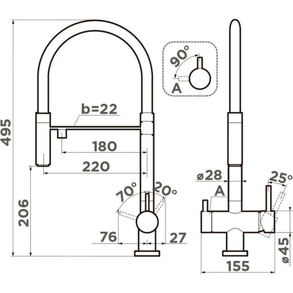 Смеситель для кухни Omoikiri Kanto-GB 4994356, графит - фото 3