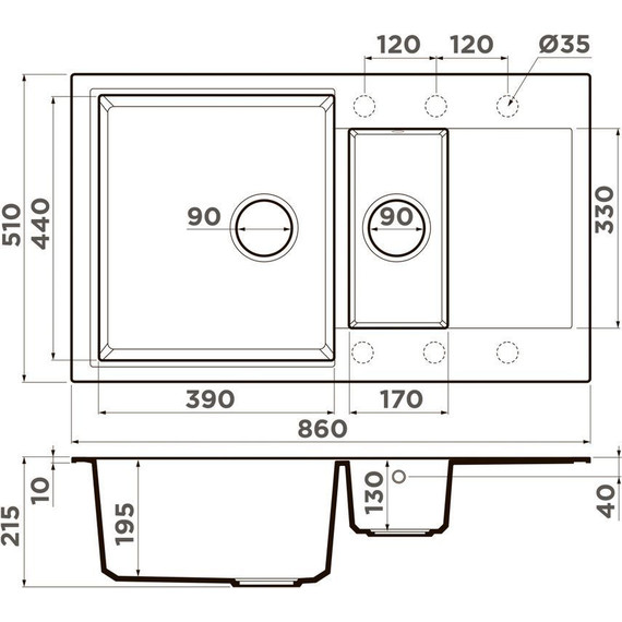 Кухонная мойка Omoikiri Daisen 86-2-GR 4993475, leningrad grey, Цвет производителя: Leningrad Grey - фото 2