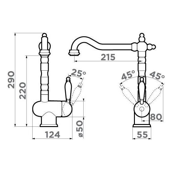 Смеситель для кухни Omoikiri Kyoto-SI 4994297, античное серебро - фото 3