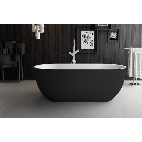 Ванна отдельностоящая BelBagno BB70-1500-800-W/NM 150х80 см, чёрный/белый - фото 4