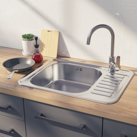 Кухонная мойка Iddis Basic BAS65SLi77 0,6 мм, сатин R - фото 2