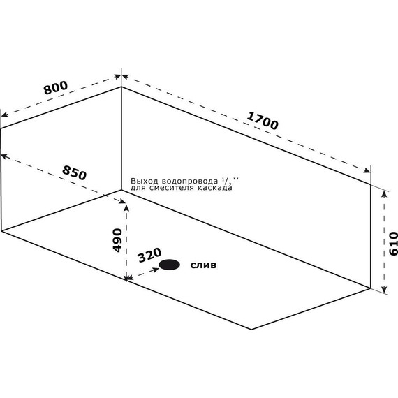 Ванна каменная Bas Венеция 170x80 см, серый - фото 3