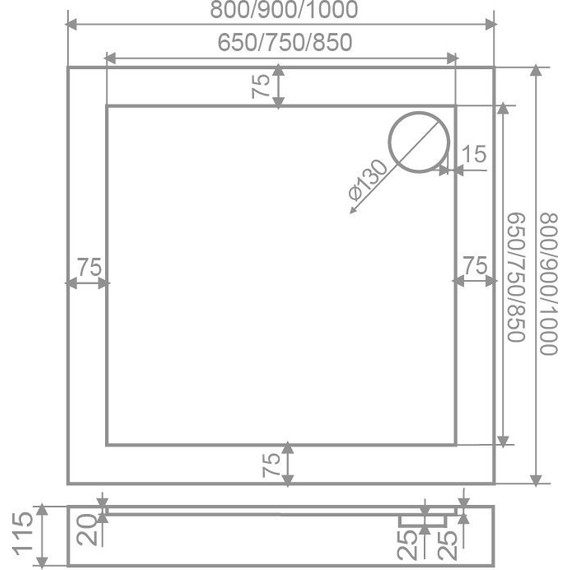 Акриловый поддон Bas Форум 100x100 см - фото 3