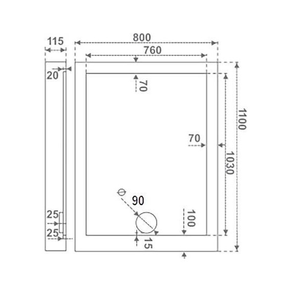 Акриловый поддон Bas Олимпик 110x80 см - фото, картинка 3 Акриловый поддон Bas Олимпик 110x80 см - фото 3