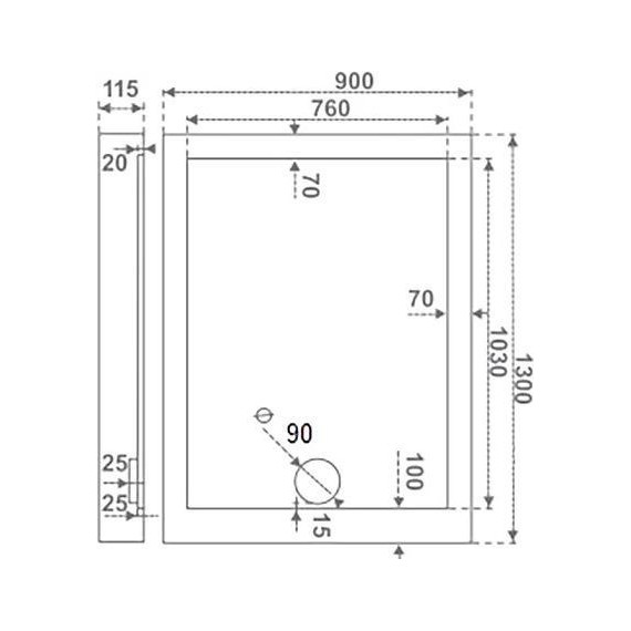 Акриловый поддон Bas Олимпик 130x90 см - фото, картинка 3 Акриловый поддон Bas Олимпик 130x90 см - фото 3