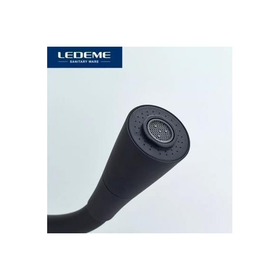 Смеситель для кухни Ledeme L4199-2, черный/хром - фото 5