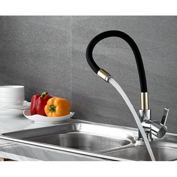 Смеситель для кухни Ledeme L4898-10, черный/хром - фото 2