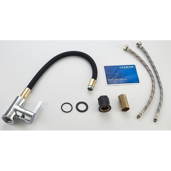 Смеситель для кухни Ledeme L4898-10, черный/хром - фото 5