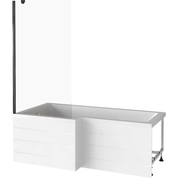 Шторка для ванны Bas Screen BS-80-C-B 800х1400 мм, чёрный/прозрачное - фото 