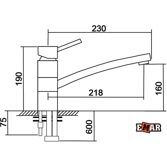 Смеситель для кухни Emar EC-3011, оникс, Цвет производителя: оникс - фото 2
