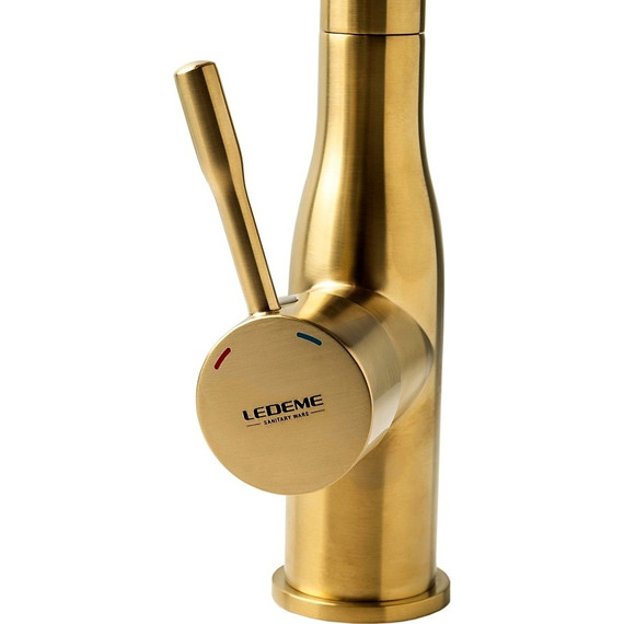 Смеситель для кухни Ledeme L4698Y, золотой сатин - фото 2