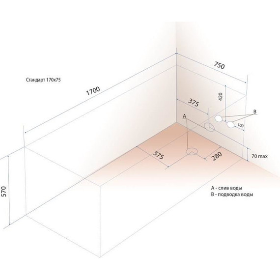 Ванна акриловая 170x75 Тритон Стандарт, Размер - мм: 1700х750 - фото, картинка 12 Ванна акриловая 170x75 Тритон Стандарт, Размер - мм: 1700х750 - фото 12