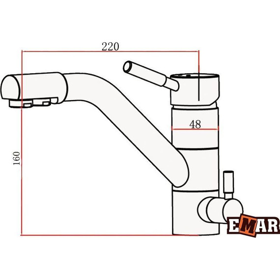 Смеситель для кухни Emar EC-3008, агат, Цвет производителя: агат - фото 2