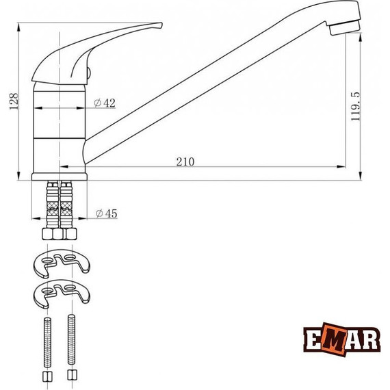 Смеситель для кухни Emar EC-3009, берилл, Цвет производителя: берилл - фото 2