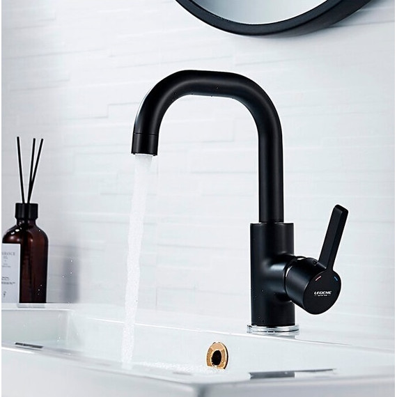 Смеситель для раковины Ledeme L1099B, черный - фото 3