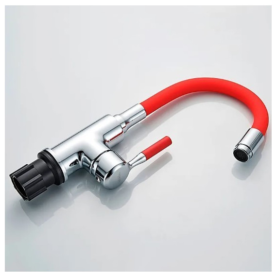 Смеситель для раковины Ledeme L1399-1 красный/хром - фото 3