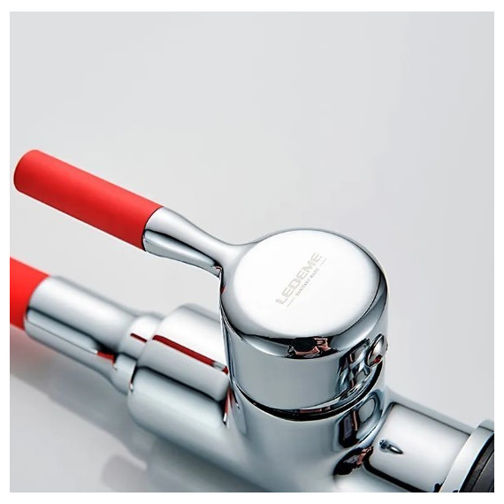Смеситель для раковины Ledeme L1399-1 красный/хром - фото 4