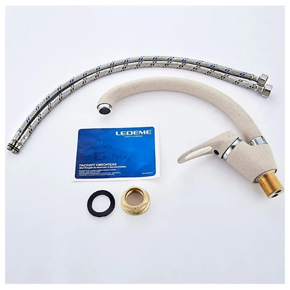 Смеситель для кухни Ledeme L5913K, бежевый - фото 7