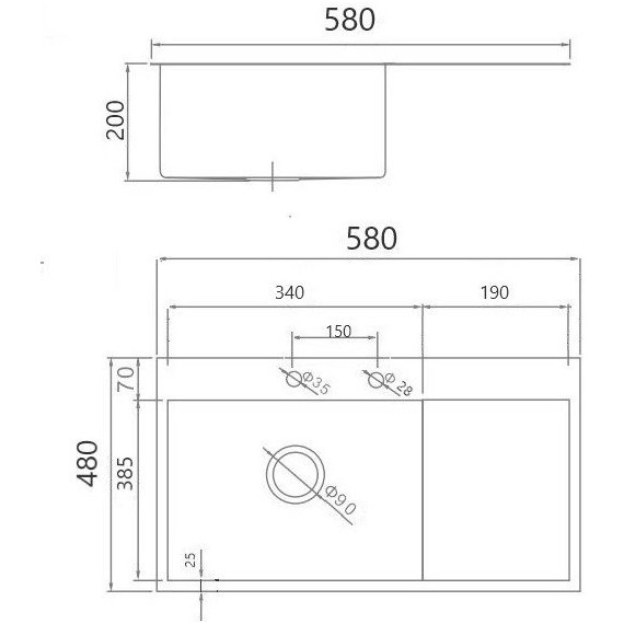 Кухонная мойка Gerhans K35848-L 1 мм, нержавеющая сталь, Цвет производителя: нержавеющая сталь - фото 5