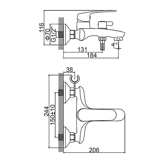 Смеситель для ванны Ledeme L3272 - фото 7