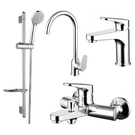 Набор смесителей 4 в 1 для ванны Bravat Eler - фото 