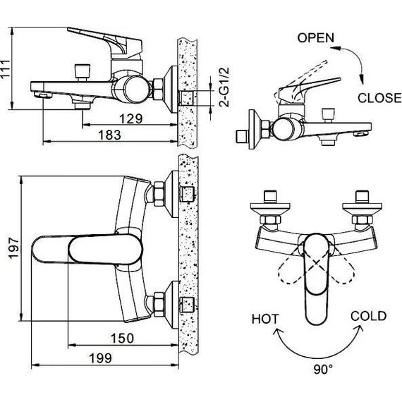 Набор смесителей 4 в 1 для ванны Bravat Eler - фото 8
